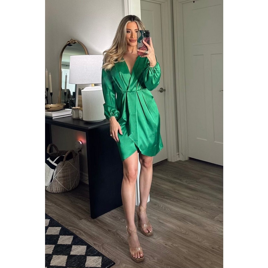 Amanda Uprichard 100% Silk Mini Dress Bishop Sleeve Size P Xs Event Gala Date